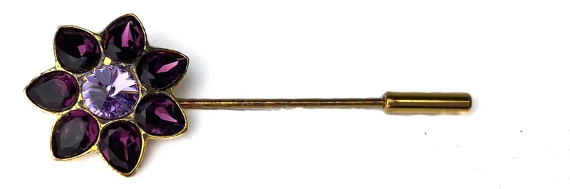 Otto Schumacher Crystal Flower Stock Pin Purple/Gold